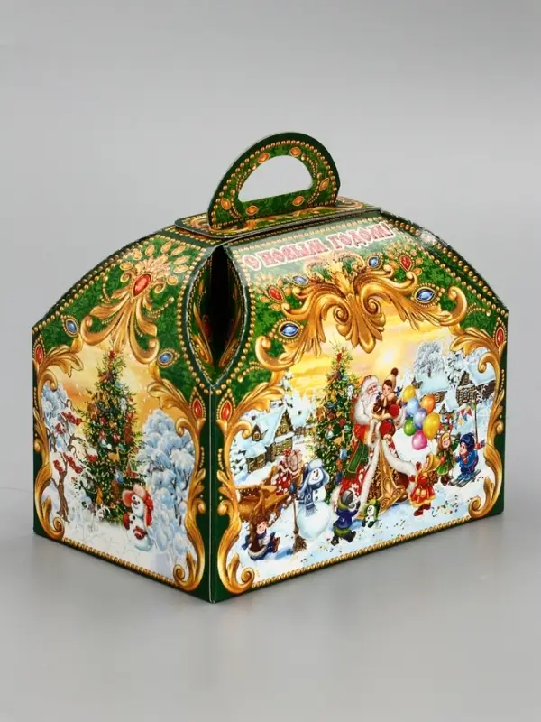 Подарочная новогодняя коробка «ЧУДО ТРОЙКА в золоте» Ларец малый, 18.5×12.5×19 см Подарочная новогодняя коробка «ЧУДО ТРОЙКА в золоте» Ларец малый, 18.5×12.5×19 см