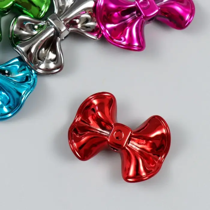 Бусина для творчества пластик "Бант глянцевый металлик" МИКС 3,1х2,3х0,9 см