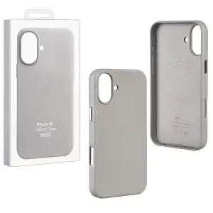 Чехол для iPhone 16 Leather Case 100% ORG (MagSafe) c LOGO Light Grey