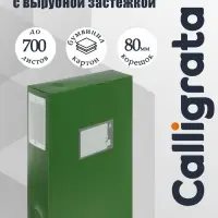 Папка-короб архивная А4, корешок 80 мм, пластик, Calligrata, вырубная застежка, зелёная, до 700 листов