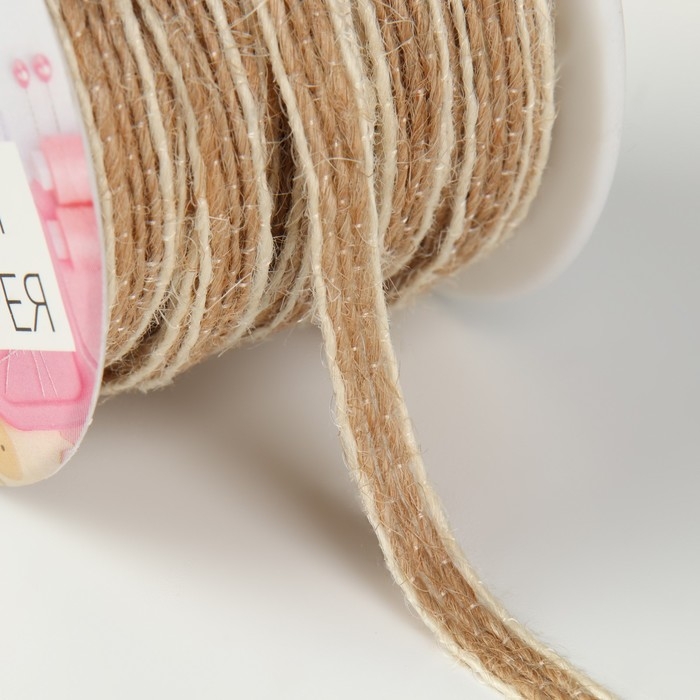 Тесьма декоративная холщовая, 6 мм, 9 ± 0,5 м, цвет светло-бежевый/бежевый Тесьма декоративная холщовая, 6 мм, 9 ± 0,5 м, цвет светло-бежевый/бежевый