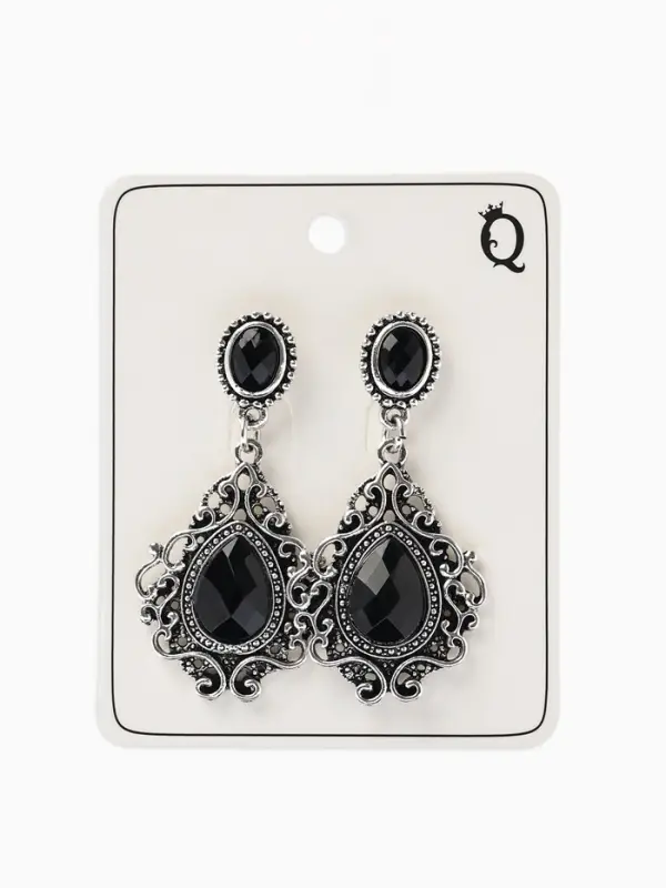 Серьги со стразами &laquo;Изящность&raquo;, ажурная, чёрные в чернёном серебре