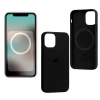 Чехол iPh 12 Pro Max Silicon Case Black (MagSafe + анимация NFC) c LOGO