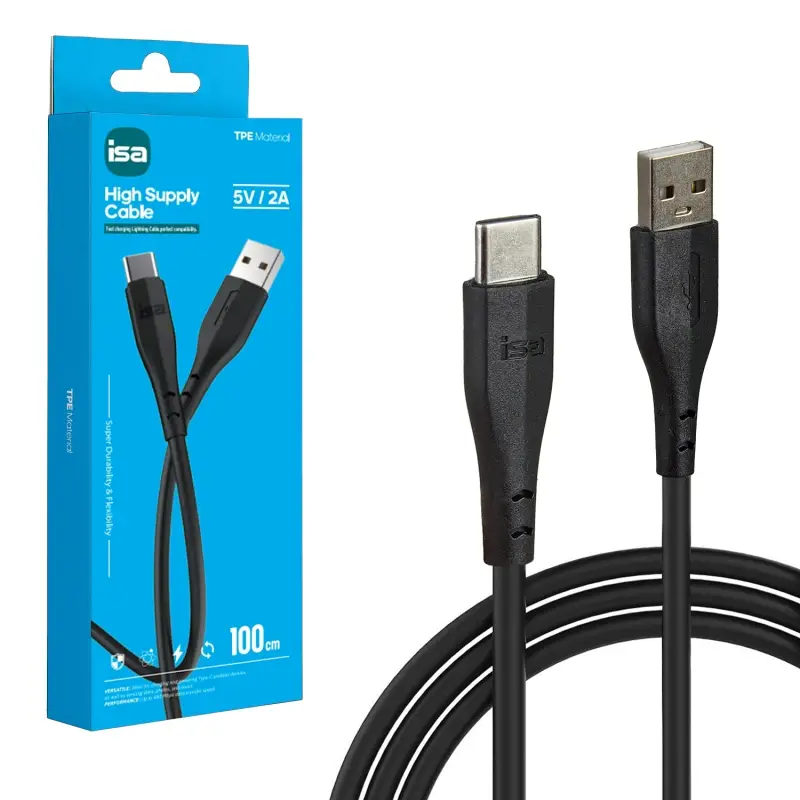 Кабель X7 USB на Type-C 1m 2A ISA черный Кабель X7 USB на Type-C 1m 2A ISA черный