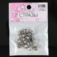 Стразы пришивные «Шатон», круглые, в цапах, с голографией, d=8 мм, 20 шт.