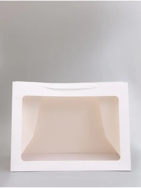 Пакет подарочный с окном, белый, 60&times;45&times;35 см