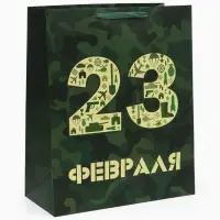 Пакет подарочный ламинированный вертикальный &laquo;23 февраля&raquo;, XL 40&times;49&times;19 см
