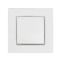 Выключатель TOT Matte Glass, 10 А, 1 клавиша, скрытый монтаж, стеклянная рамка, серебристый