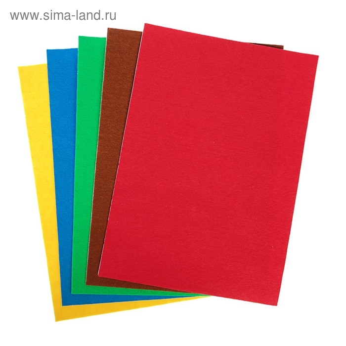 Фетр цветной мягкий самоклеящийся A4 deVENTE. Фетр цветной мягкий самоклеящийся A4 deVENTE. "Яркие цвета" 5 цветов, 5 листов, толщина 2 мм