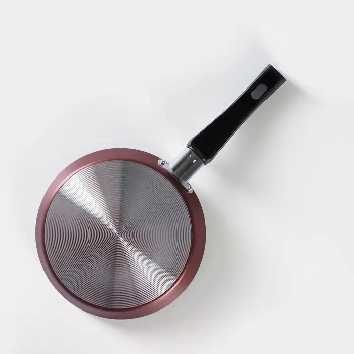 Сковорода блинная &laquo;Хит&raquo;, d=18 см, пластиковая ручка, антипригарное покрытие, алюминий, бордовая