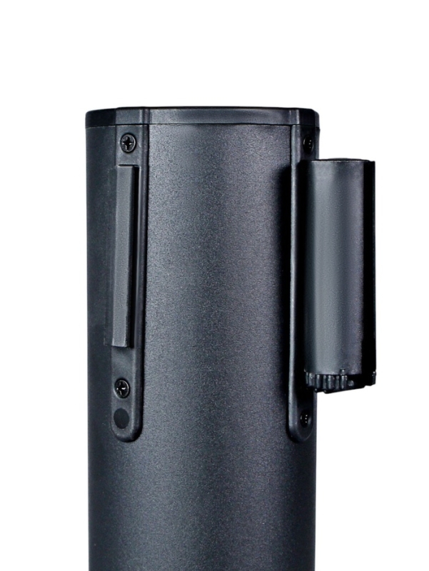 Стойка ограждения черн с вытяжной лентой-470см КРАСНАЯ,высота-90см,d-11см,напольный d-35см