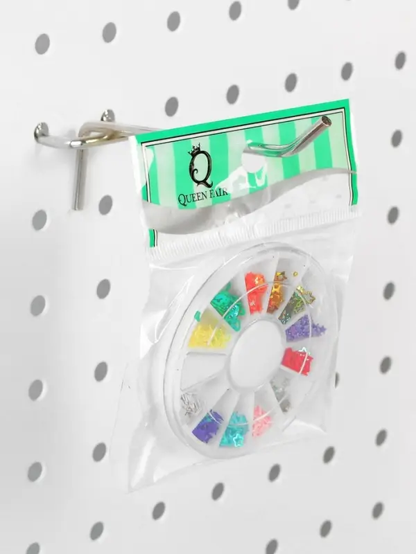 Крючок одинарный для металлической перфорированной панели, d=3.5 мм, L=10 см, цвет хром