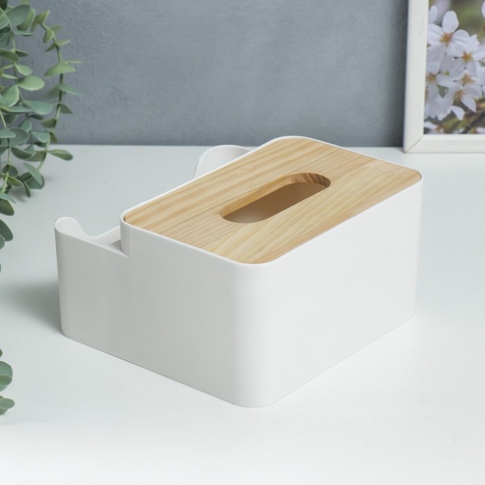 Шкатулка пластик д/салфеток+подставка Шкатулка пластик д/салфеток+подставка "Скандинавский стиль" белая 10х17,5х17,5 см