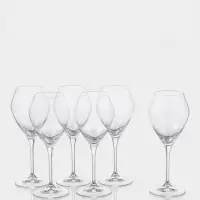 Бокалы для вина &laquo;Брависсимо&raquo;, 360 мл, набор 6 шт., стекло, прозрачные