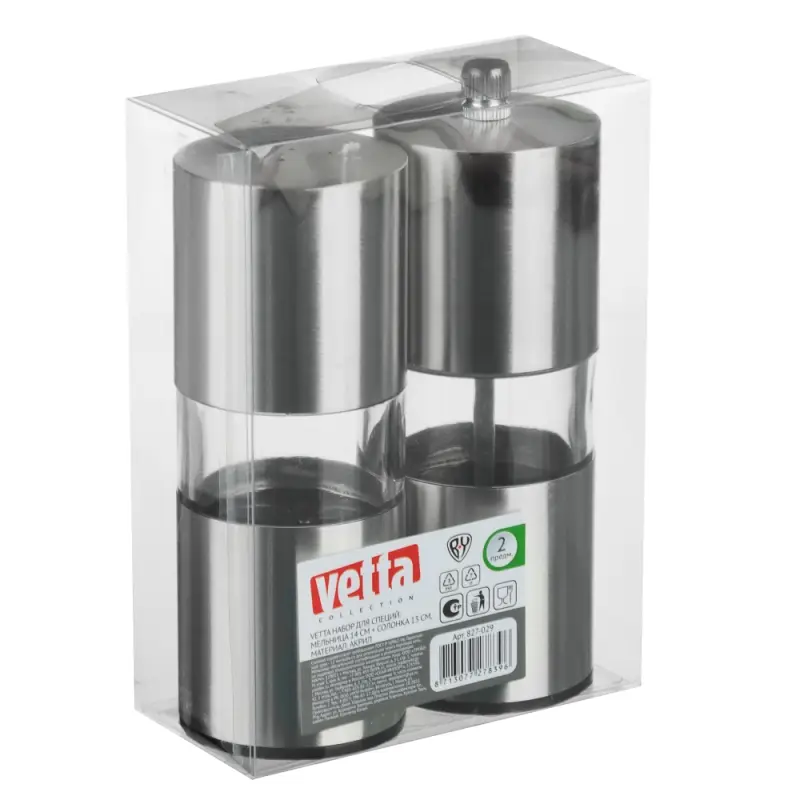 VETTA Набор для специй 2пр. мельница 14см + солонка 13см, акрил, P3 5305SP
