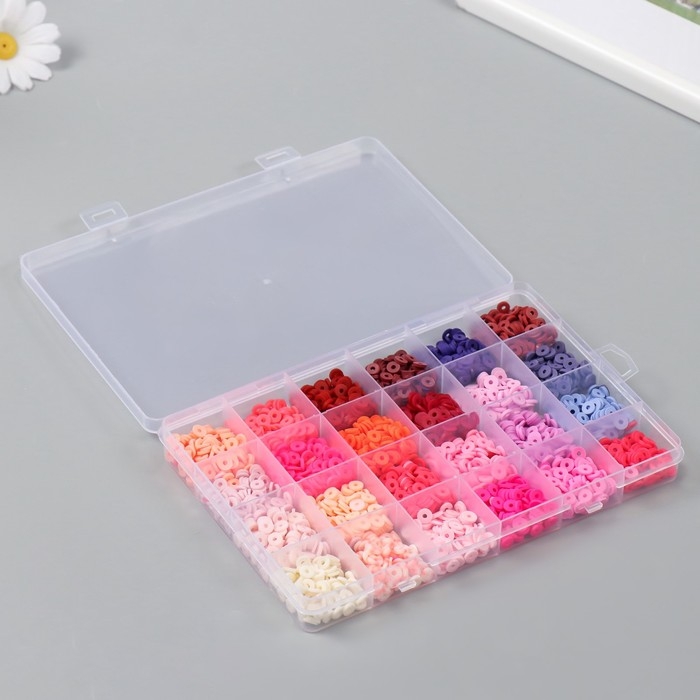 Декор для творчества пластик Декор для творчества пластик "Палитра красного, розового" d=0,6 см н-р 24 цвета 18,5х13х2 см