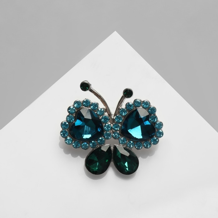 Брошь «Бабочка» малыш, цвет сине-зелёный в серебре Брошь «Бабочка» малыш, цвет сине-зелёный в серебре
