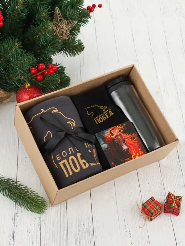 Набор подарочный  Набор подарочный "Больших побед" плед, перчатки и аксессуары