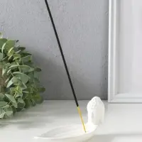 Подставка для благовоний керамика "Голова Будды" белая 12х6,5х6 см