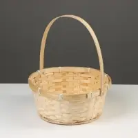 Корзина плетёная, 26&times;26&times;12 см, ручка h=18 см, бамбук, натуральный цвет