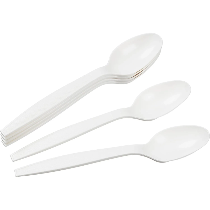 Ложка одноразовая столовая 170мм, белая, кукурузный крахмал, 50шт/уп