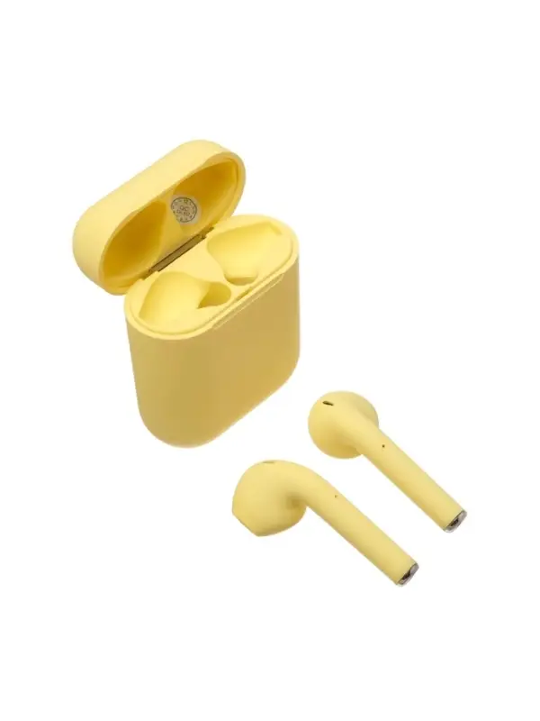 Наушники беспроводные Luazon i12, TWS, вкладыши, Bluetooth 5.0, 35/300 мАч, жёлтые матовые