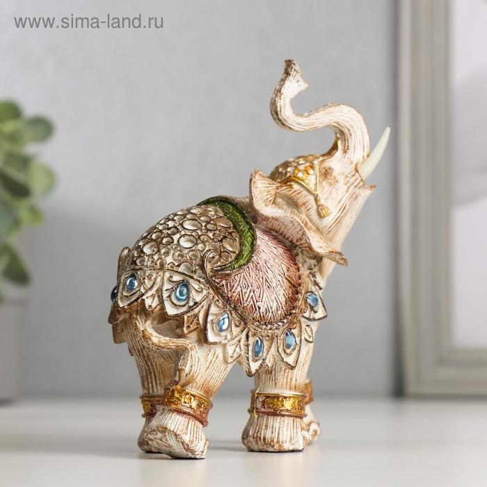 Сувенир полистоун Сувенир полистоун "Слон в бежевой попоне с сапфирами" МИКС 13,5х11,5х6,5 см