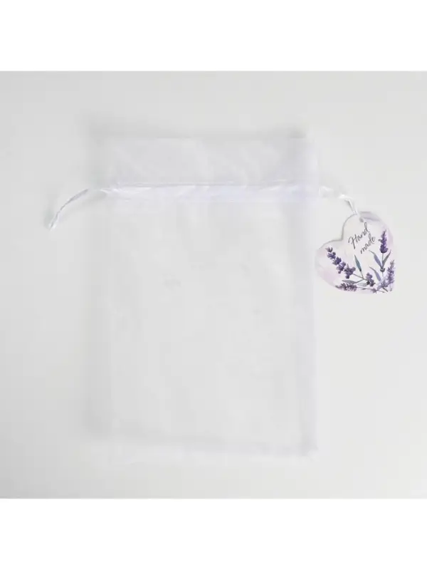 Мешочек подарочный органза белый «Лаванда», с шильдиком, 16 х 24 см +/- 1.5 см Мешочек подарочный органза белый «Лаванда», с шильдиком, 16 х 24 см +/- 1.5 см