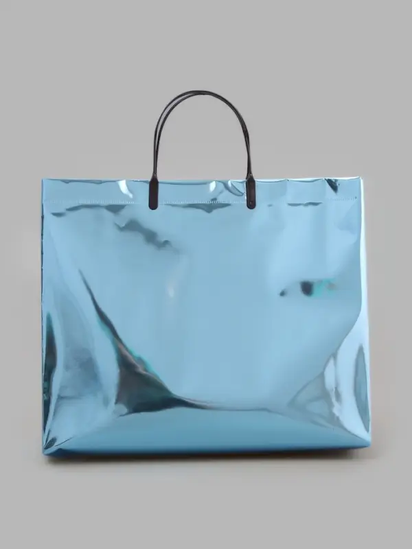 Пакет подарочный ПВХ, голография, голубой, пластиковая ручка, 32&times;28&times;11 см