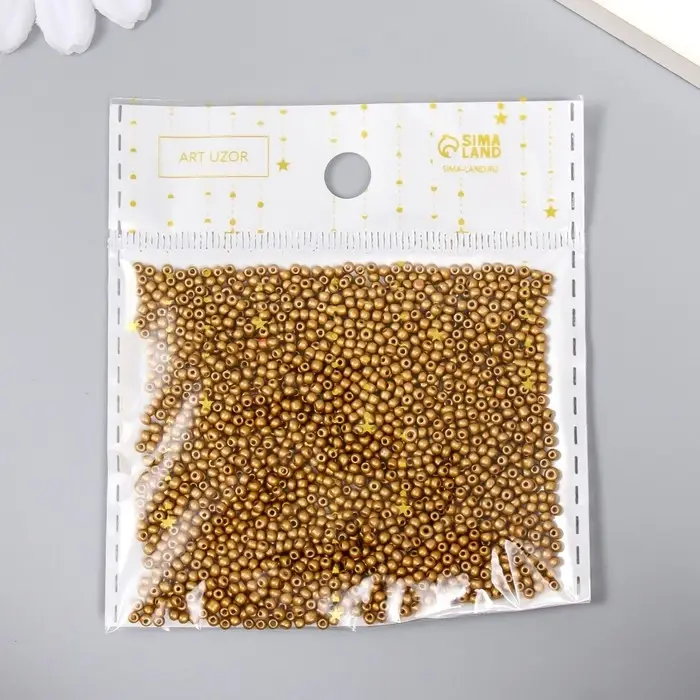 Бисер стекло 12/0  Бисер стекло 12/0 "Золотой" 15 гр МИКС