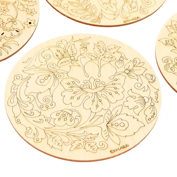 Роспись по дереву &laquo;Русские узоры&raquo;, хохлома, 5 шт., заготовки для творчества