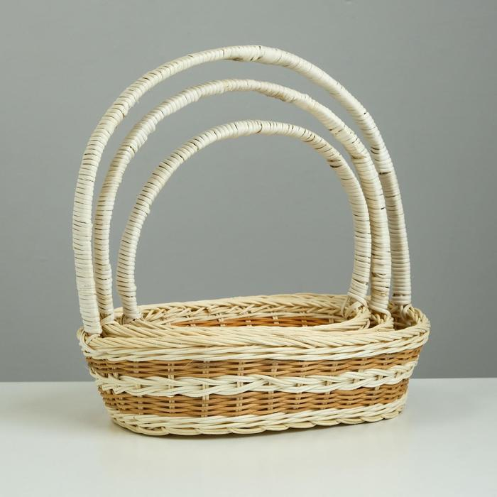 Набор корзин плетеных из 3-х Big 30*21 Н 9/30 см.(ротанг) Набор корзин плетеных из 3-х Big 30*21 Н 9/30 см.(ротанг)