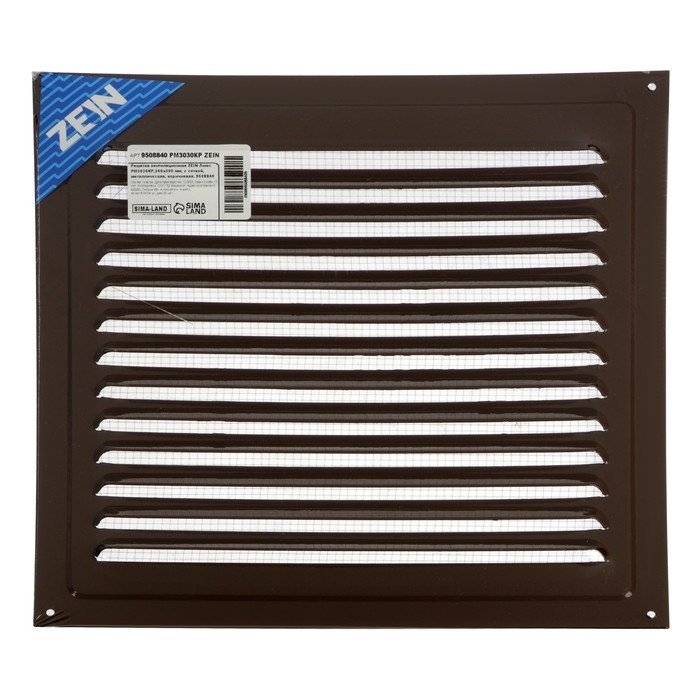 Решетка вентиляционная ZEIN Люкс РМ3030КР, 300 х 300 мм, с сеткой, металлическая, коричневая Решетка вентиляционная ZEIN Люкс РМ3030КР, 300 х 300 мм, с сеткой, металлическая, коричневая