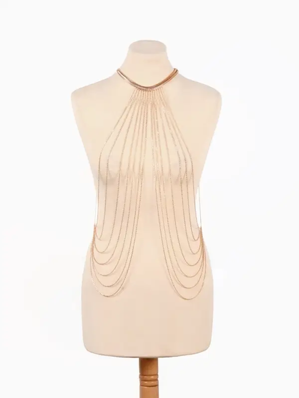 Бодичейн на тело, цепочки, 55 см, цвет золото