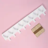 Форма для мороженого Доляна &laquo;Сердца. Макси&raquo;, силикон, 49&times;6.5&times;2 см, 8 ячеек, палочки 50 шт., белая