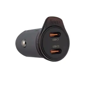 Переходник сетевого зарядного устройства NZ16B HOCO на 2 Type-C PD45W серый металлик