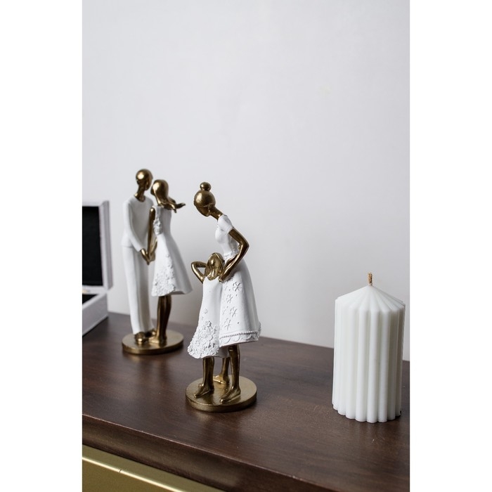 Сувенир полистоун  Сувенир полистоун "Мама с дочкой, в белых платьях с цветами" 9х8,5х23,5 см