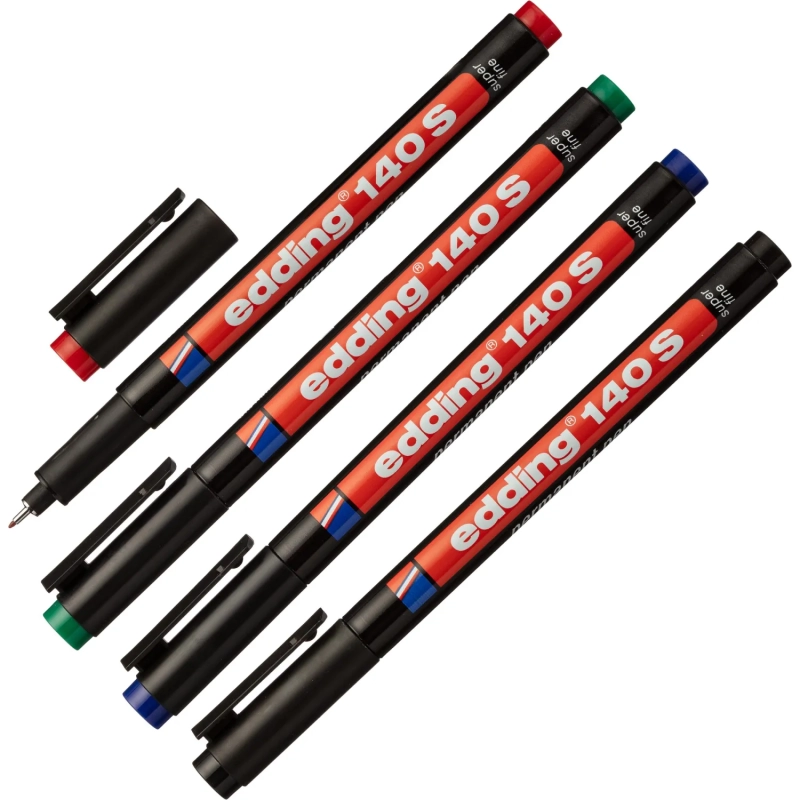 Маркер для глянц.поверх. EDDING E-140 S/4 (0,3мм) набор 4цв.