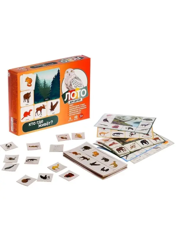 Лото детское Десятое Королевство &laquo;Кто где живёт?&raquo;, МИКС