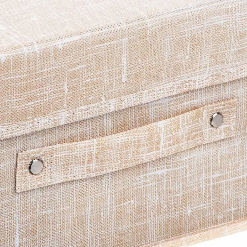 Кофр для хранения с крышкой тм VETTA ЛЁН, полиэстер, 26х20х15см, бежевый