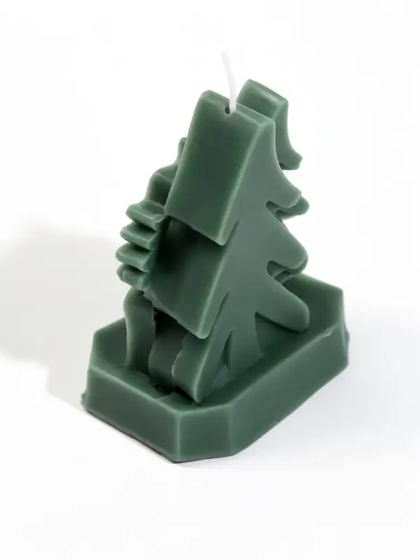 Свеча новогодняя &laquo;Олени&raquo;, 7&times;5&times;8.5 см, 9 ч, зелёный