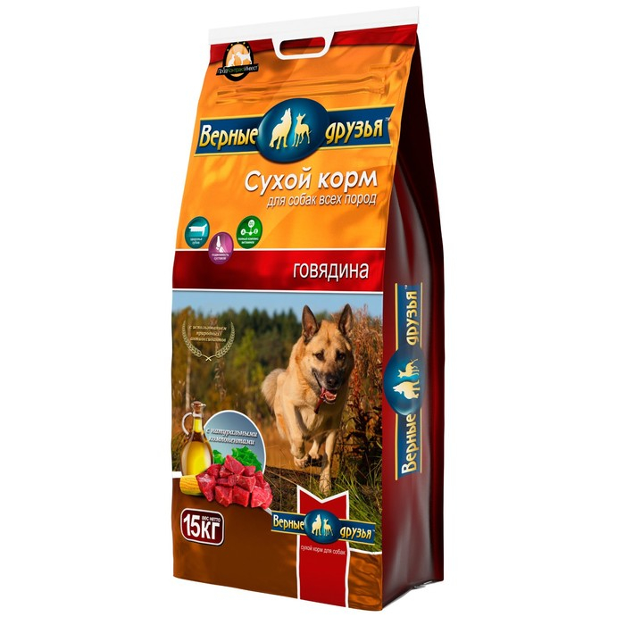 Сухой корм Сухой корм "Верные друзья" для собак всех пород, говядина, 15 кг