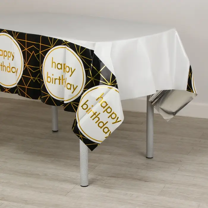 Скатерть &laquo;С днём рождения&raquo;, 137 &times; 183 см, цвет чёрный
