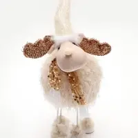 Игрушка новогодняя &laquo;Лосик в бежевой шубке-травке&raquo;, 22&times;18&times;42 см