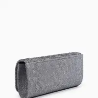 Сумка-клатч вечерняя на магните, на серебристой цепочке, светло-серая