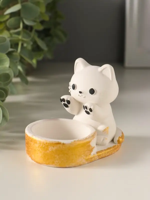 Подсвечник 8,5х7х5,5 см, белый с росписью