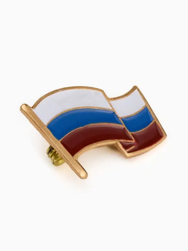 Значок &laquo;Флаг России&raquo;, 2&times;2.5 см, цветной в золоте