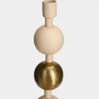 Подсвечник на 4 свечи на тарелке со сферами, 25.5&times;22.5&times;32 см, бежевый