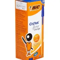 Ручка шариковая, BIC. Orange, синий стержень, узел 0.8 мм, оранжевый корпус