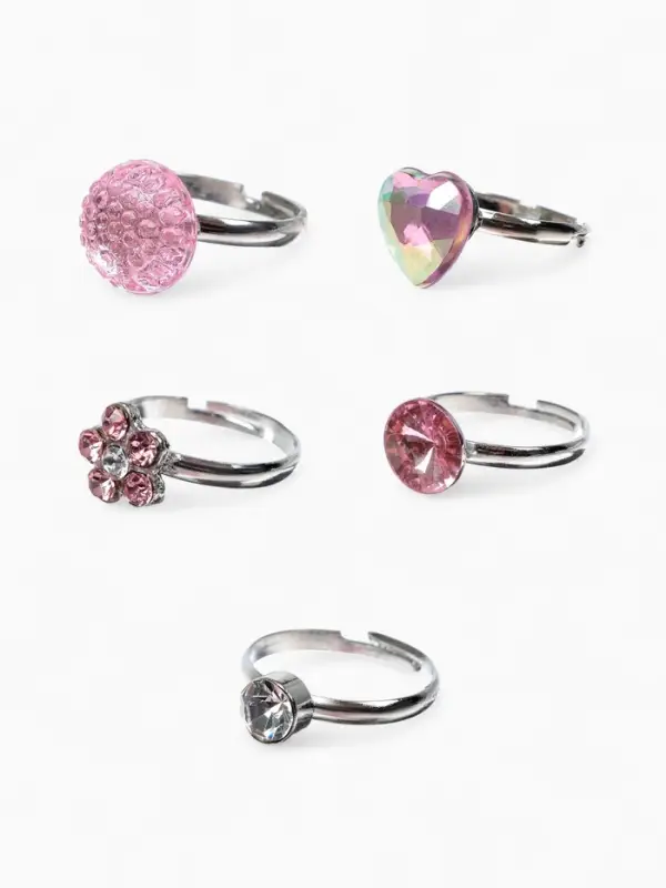 Кольцо &laquo;Выбражулька. Романтика&raquo;, белый, розовое в серебре, безразмерное